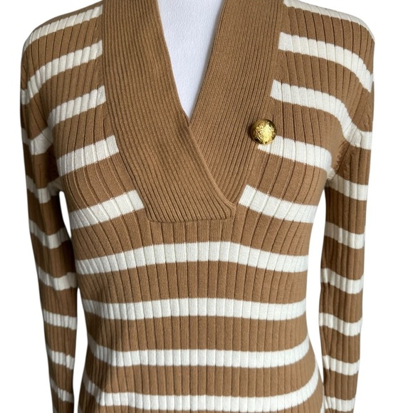 Ralph Lauren Brown and Tan V-Neck Sweater - Picture 4 of 16
